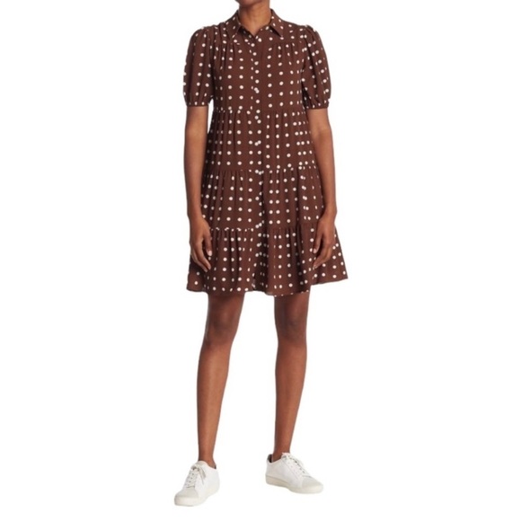 Eliza J Polka Dot Tiered Short Sleeve Mini Dress Size 14 - Picture 12 of 12